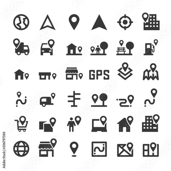 Fototapeta map marker icon location vector