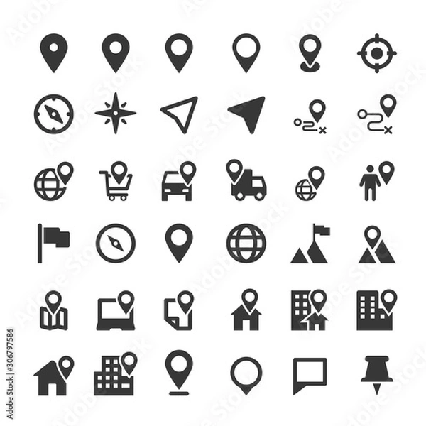 Fototapeta map marker icon location vector