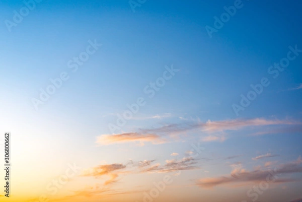 Fototapeta Evening sky with white clouds. Evening sky with copy space.