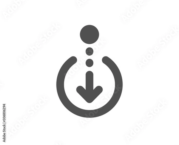 Fototapeta Scrolling screen sign. Scroll down arrow icon. Swipe page. Classic flat style. Simple scroll down icon. Vector