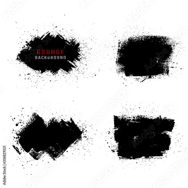 Fototapeta Vector set of black ink strain.Grunge background for banner.