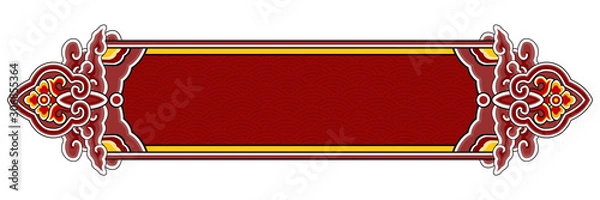 Fototapeta Traditional  Red And Golden Chinese Banner, Frame Of Cloud Texture 
