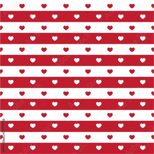 Fototapeta Heart shape pattern on red and white striped background