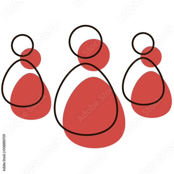 Fototapeta Team members with red shadow icon. Teamwork. Vector illustration for web, graphic design, ui, application logo. Isolated on white background.