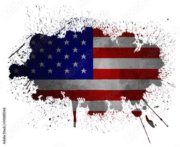 Obraz USA grunge flag paint splatter