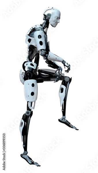 Fototapeta 3D Rendering Male Robot on White