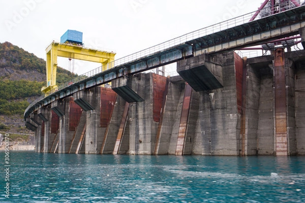 Fototapeta Building and gateways of the Inguri Hydroelectric Power Station, Georgia