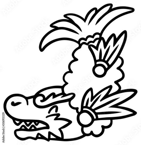 Obraz シャチホコのイラスト_天ぷら_笑顔_白黒