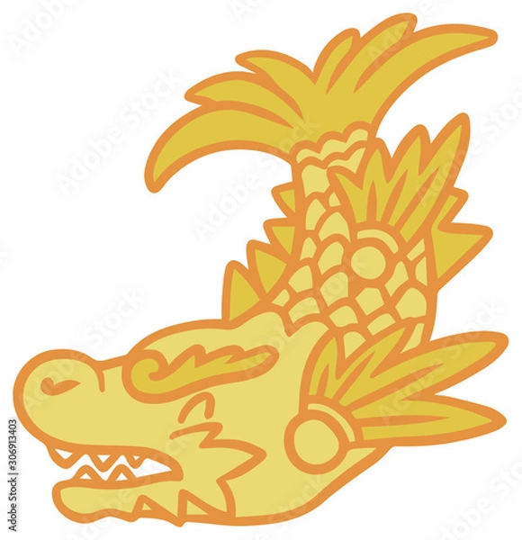 Obraz シャチホコのイラスト_笑顔_金色