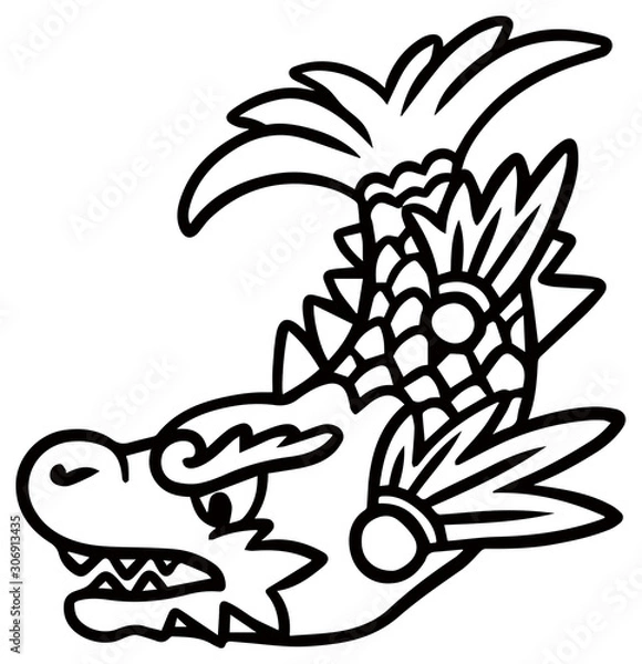 Obraz シャチホコのイラスト_白黒