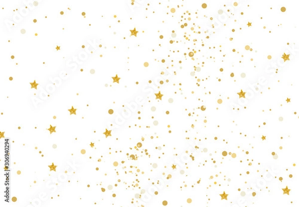 Fototapeta Vector illustration gold glitter and stars light texture abstract background, holiday event festive concept
