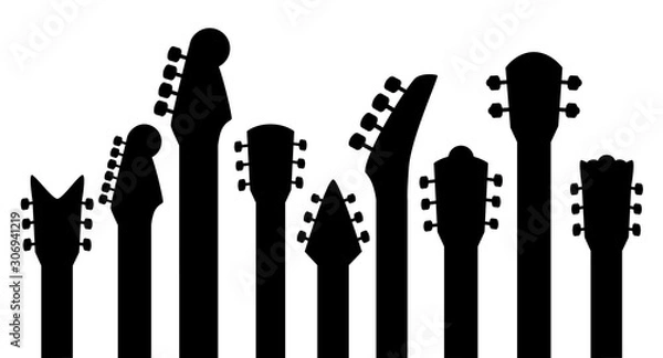 Obraz Guitar neck silhouette set. To see the other vector guitar illustrations , please check Guitars collection.