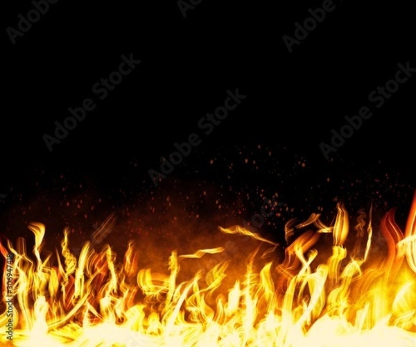 Obraz Realistic flame,fire on black background
