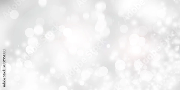 Obraz white and gray Christmas light with snowflake bokeh background, Winter backdrop wallpaper.