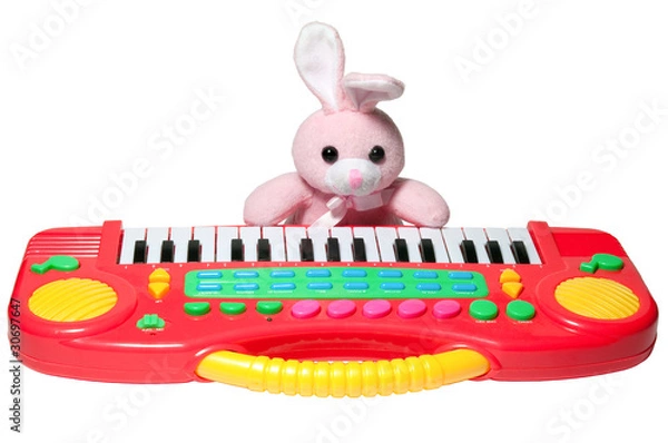 Obraz pink bunny with synthesizer