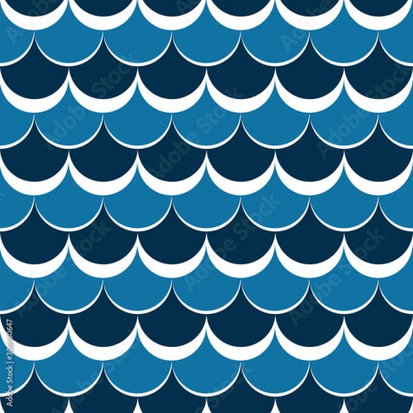 Fototapeta Blue white fish scale seamless vector pattern
