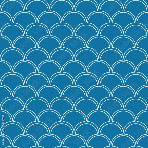 Fototapeta Light blue fish scale seamless vector pattern
