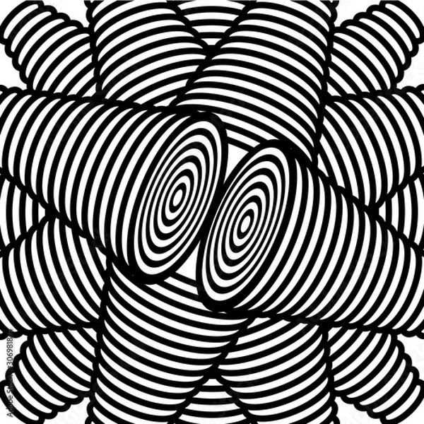 Fototapeta Abstract black and white striped background. Geometric pattern with visual distortion effect. Optical illusion. Op art.