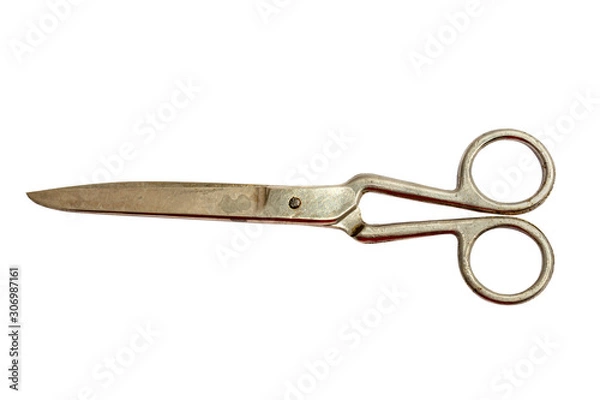 Fototapeta Old, vintage scissors isolated on a white background. Image for the project and design.
