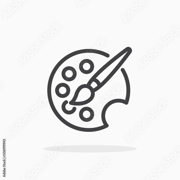 Obraz Paint palette and brush icon in line style.