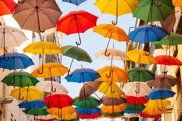 Fototapeta seamless pattern with colorful umbrellas
