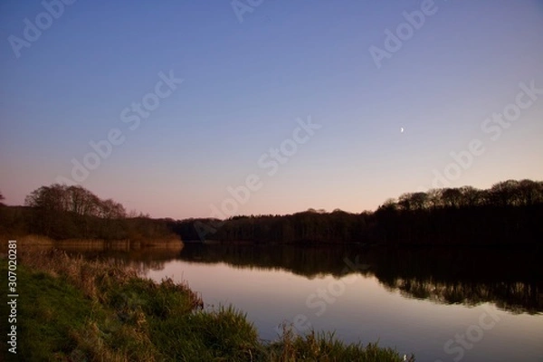 Obraz Beautiful sunset over the lake in Denmark...