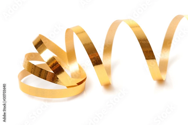 Obraz Golden streamer over white background