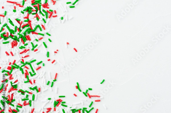 Obraz Red green and white Christmas sprinkles for baking