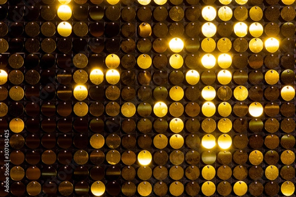 Obraz Sequins reflective background. golden Sequins wall, Sparkling