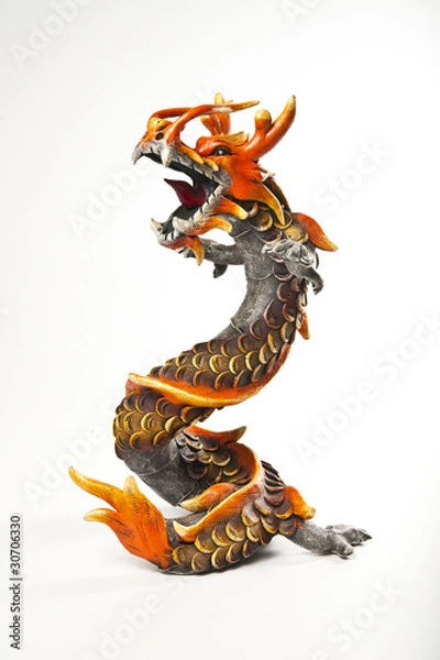 Obraz Orange dragon isolated on white background