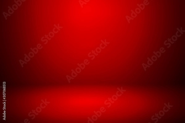 Fototapeta Abstract red template background. Picture can used web ad or stand product. studio with blank space dark gradient wall.