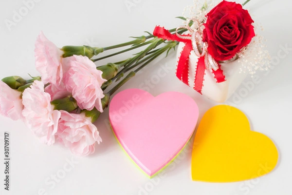 Obraz 薔薇＆カーネーションとハートのメッセージカード