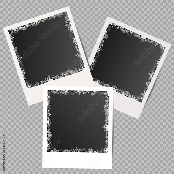 Obraz Set of winter white photo frames with shadows