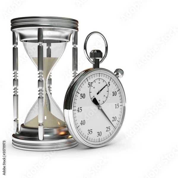Obraz hourglass and stopwatch