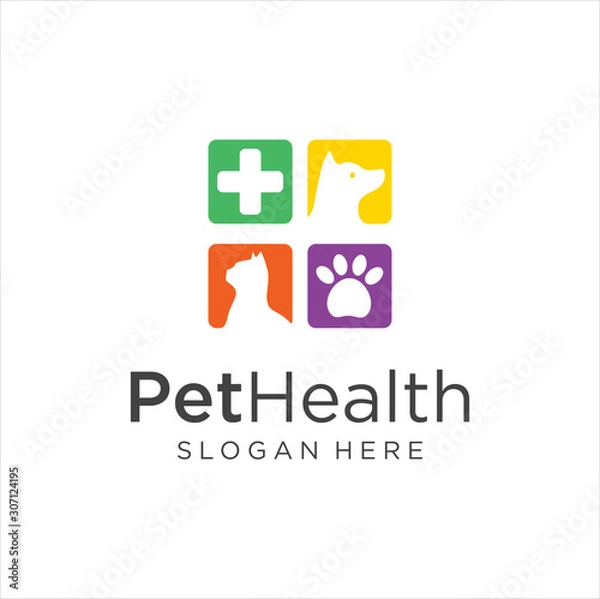 Fototapeta Pet Shop Logo Design Stock Illustrations  . Pet logo design . Dog cat logo . Animal Pet Care Logo . Vet logo, Pet Store . Pet Health Logo