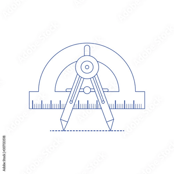 Fototapeta Vector flat compasses icon isolated on white. Concept of line icon