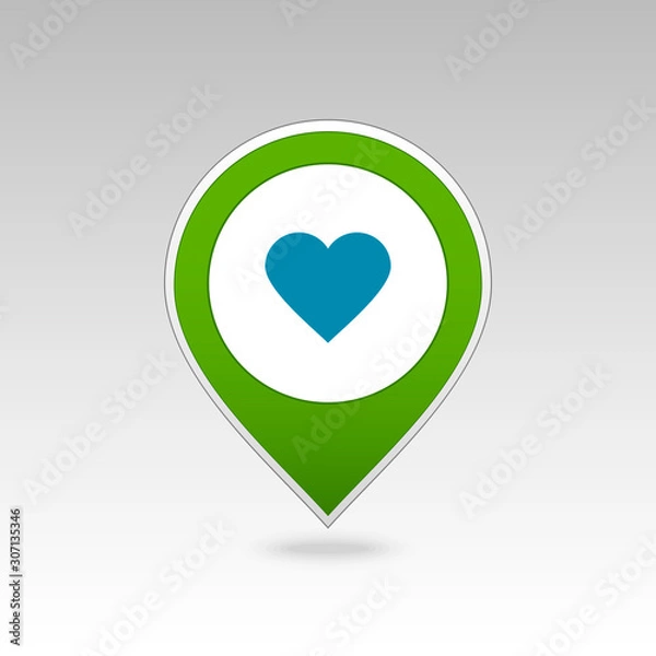 Fototapeta Heart pin map icon. Map pointer, markers.