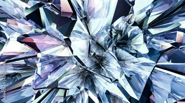 Fototapeta Tech tech triangle crystal background. 3d illustration, 3d rendering.