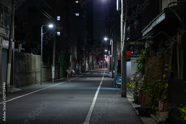 Obraz 【東京都台東区】夜の街の道路