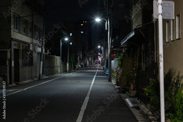 Fototapeta 【東京都台東区】夜の街の道路