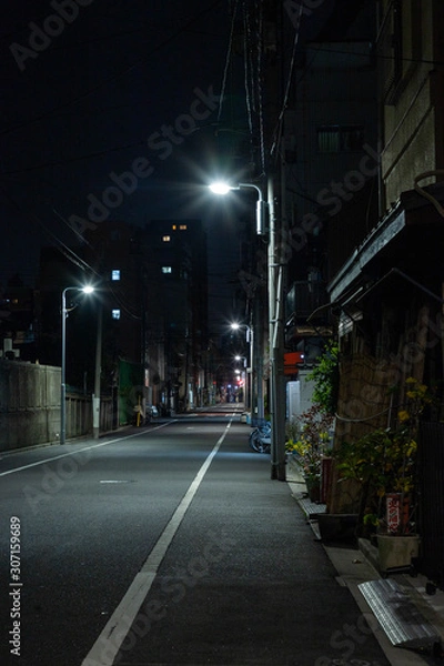 Fototapeta 【東京都台東区】夜の街の道路