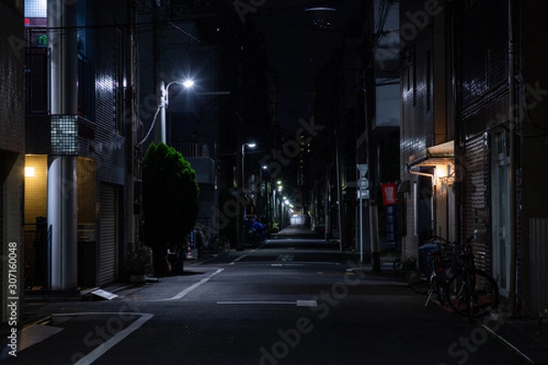 Fototapeta 【東京都台東区】夜の街の道路