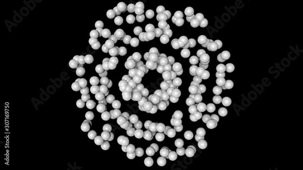 Fototapeta 3d rendering of white flying sphere isolated on a black background