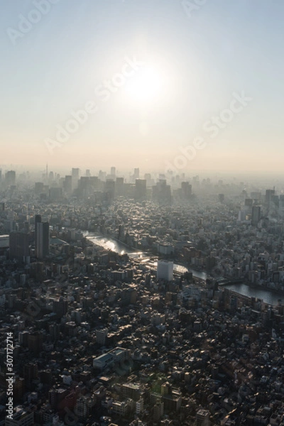 Obraz 薄靄の中の都市