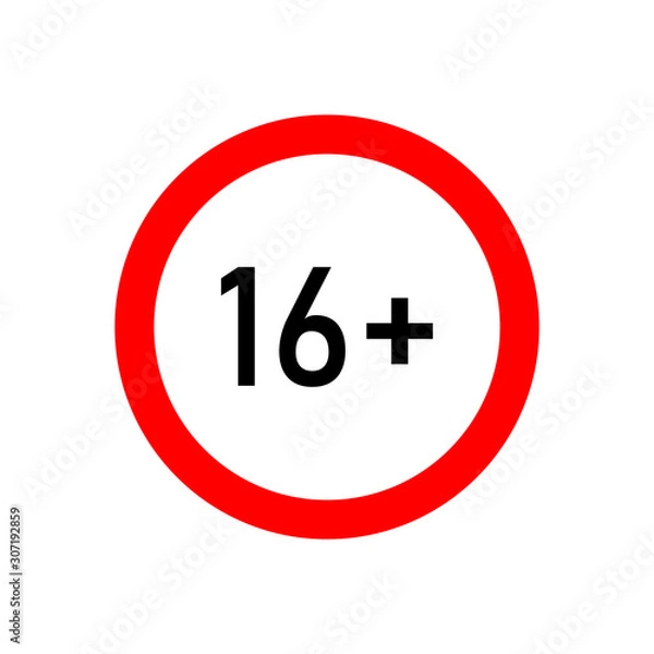 Obraz Sign age limiter 16+ vector illustration
