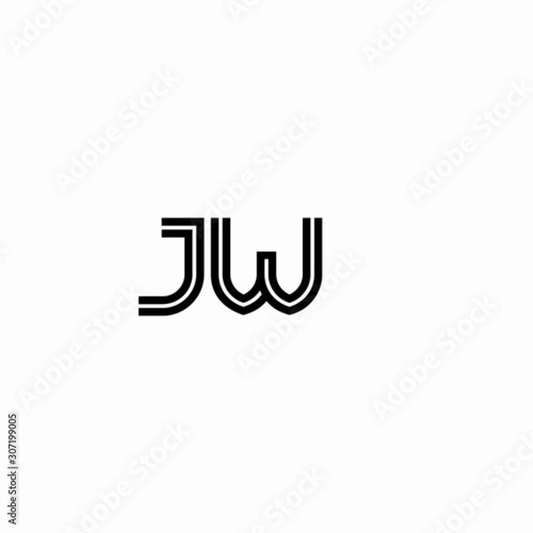 Obraz Initial outline letter JW style template	