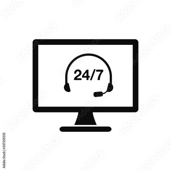 Obraz 24/7 Online Customer Support, Help Icon. Flat style vector EPS.