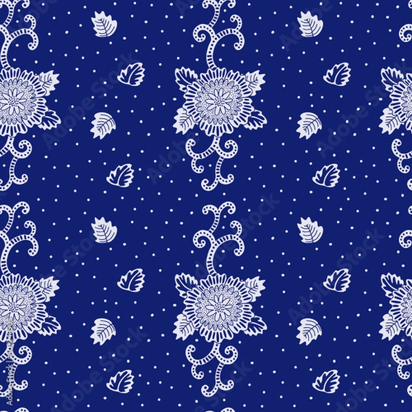 Fototapeta Flower contrast vector seamless pattern