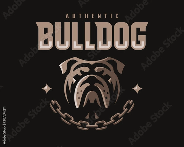 Fototapeta Bulldog modern mascot logo. Dog emblem design editable for your business. Vector illustration.