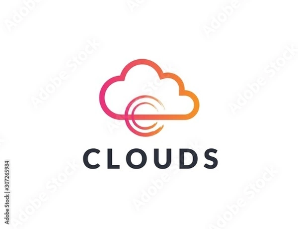 Fototapeta Creative abstract cloud shape icon design. Vector logo graphics